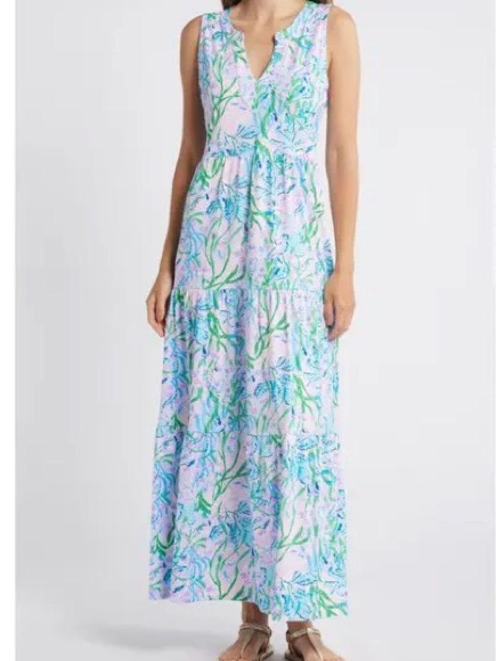Lilly Pulitzer Sz XXS Sydnee Tiered Lavender Maxi Multi Secret Escape